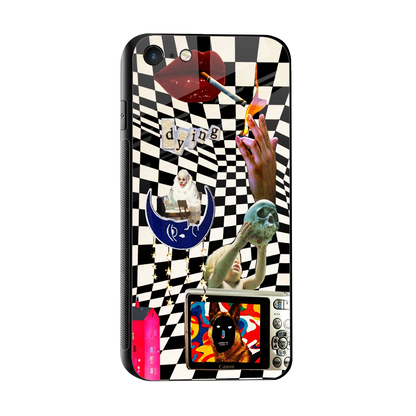 Dark Trip sleek iphone 7 cover with tempered glass back and TPU edges