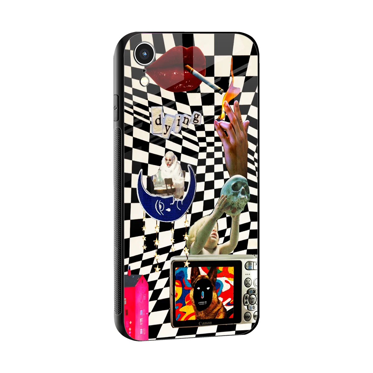 Dark Trip sleek iphone xr cover with tempered glass back and TPU edges