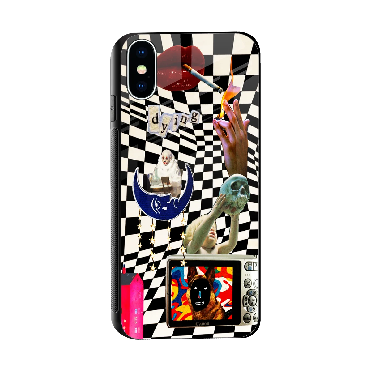 Dark Trip sleek iphone xs cover with tempered glass back and TPU edges