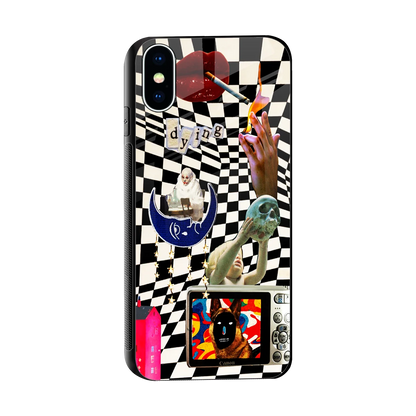 Dark Trip sleek iphone xs cover with tempered glass back and TPU edges