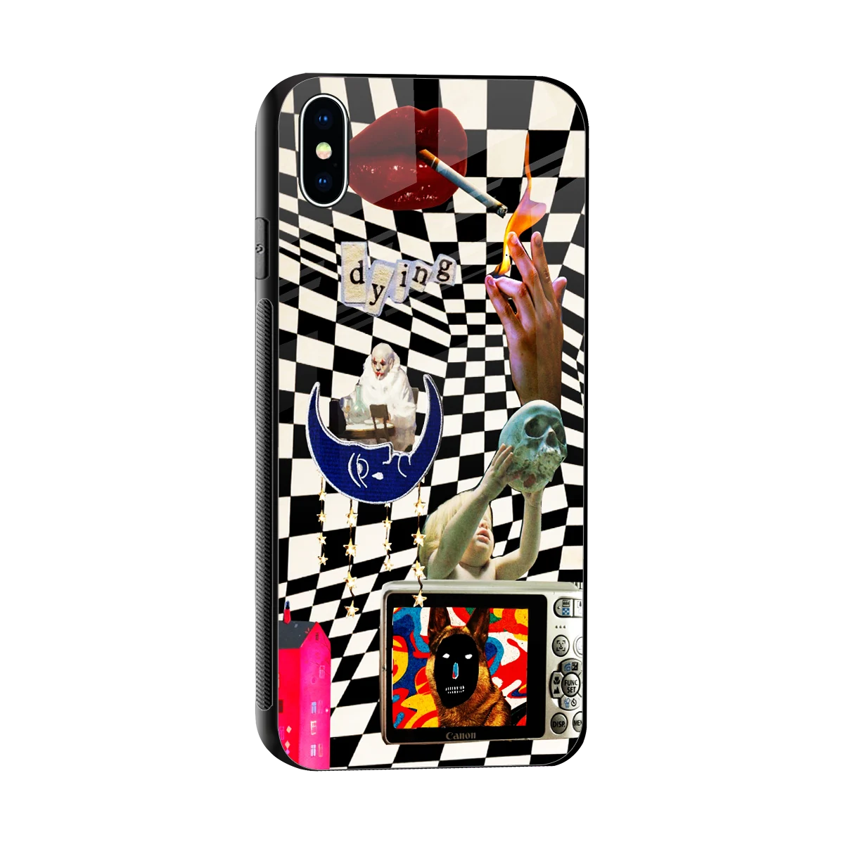 Dark Trip sleek iphone xs max cover with tempered glass back and TPU edges