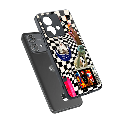 Dark Trip sleek motorola edge 40 neo 5g cover with tempered glass back and TPU edges