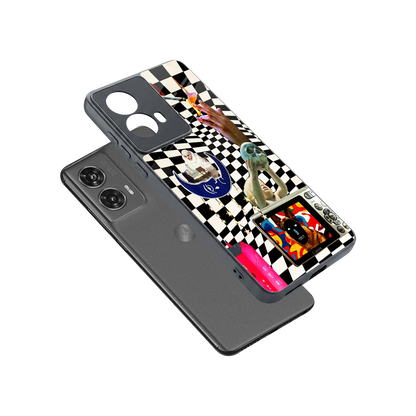 Dark Trip sleek motorola edge 50 fusion cover with tempered glass back and TPU edges