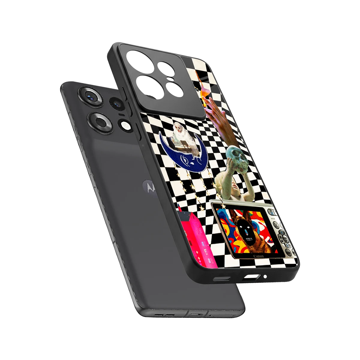 Dark Trip sleek motorola edge 50 pro cover with tempered glass back and TPU edges
