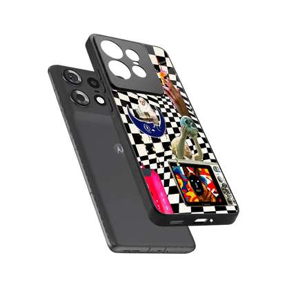 Dark Trip sleek motorola edge 50 pro cover with tempered glass back and TPU edges