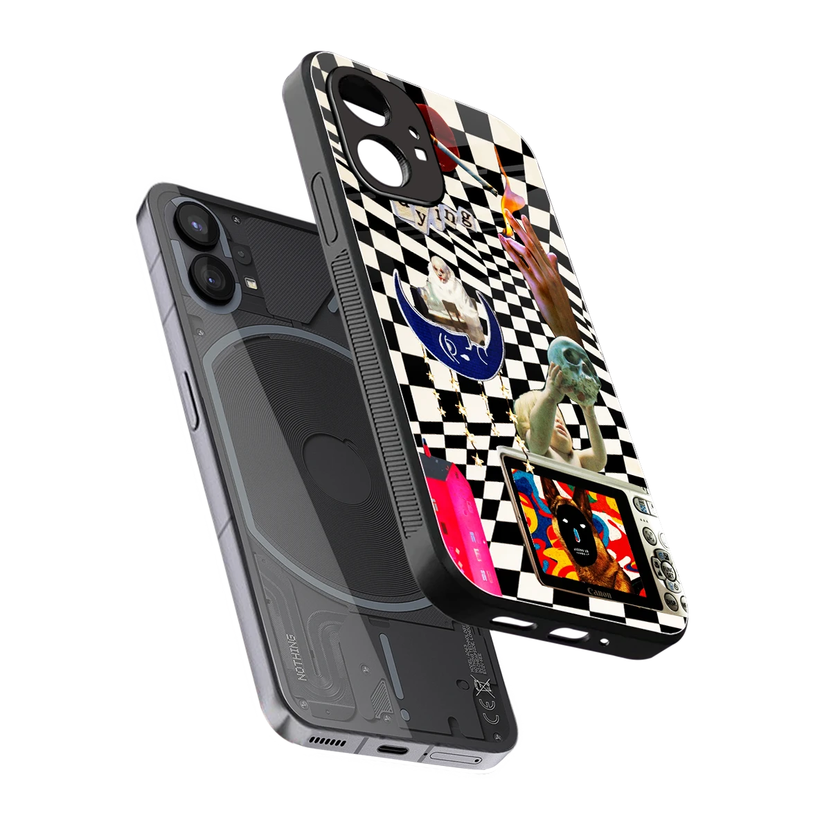 Dark Trip sleek nothing phone 1 cover with tempered glass back and TPU edges
