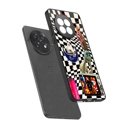 Dark Trip sleek oneplus 13r cover with tempered glass back and TPU edges