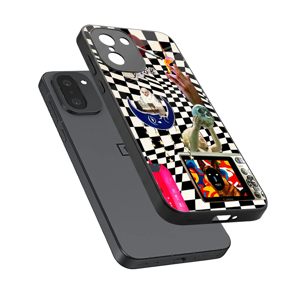 Dark Trip sleek oneplus 15r cover with tempered glass back and TPU edges