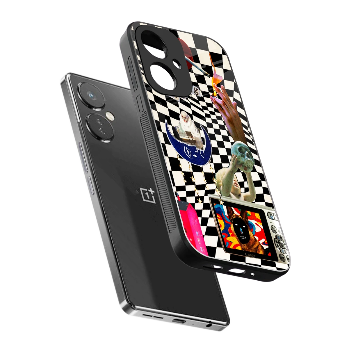 Dark Trip sleek oneplus nord ce 3 cover with tempered glass back and TPU edges