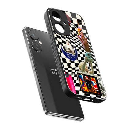 Dark Trip sleek oneplus nord ce 3 cover with tempered glass back and TPU edges