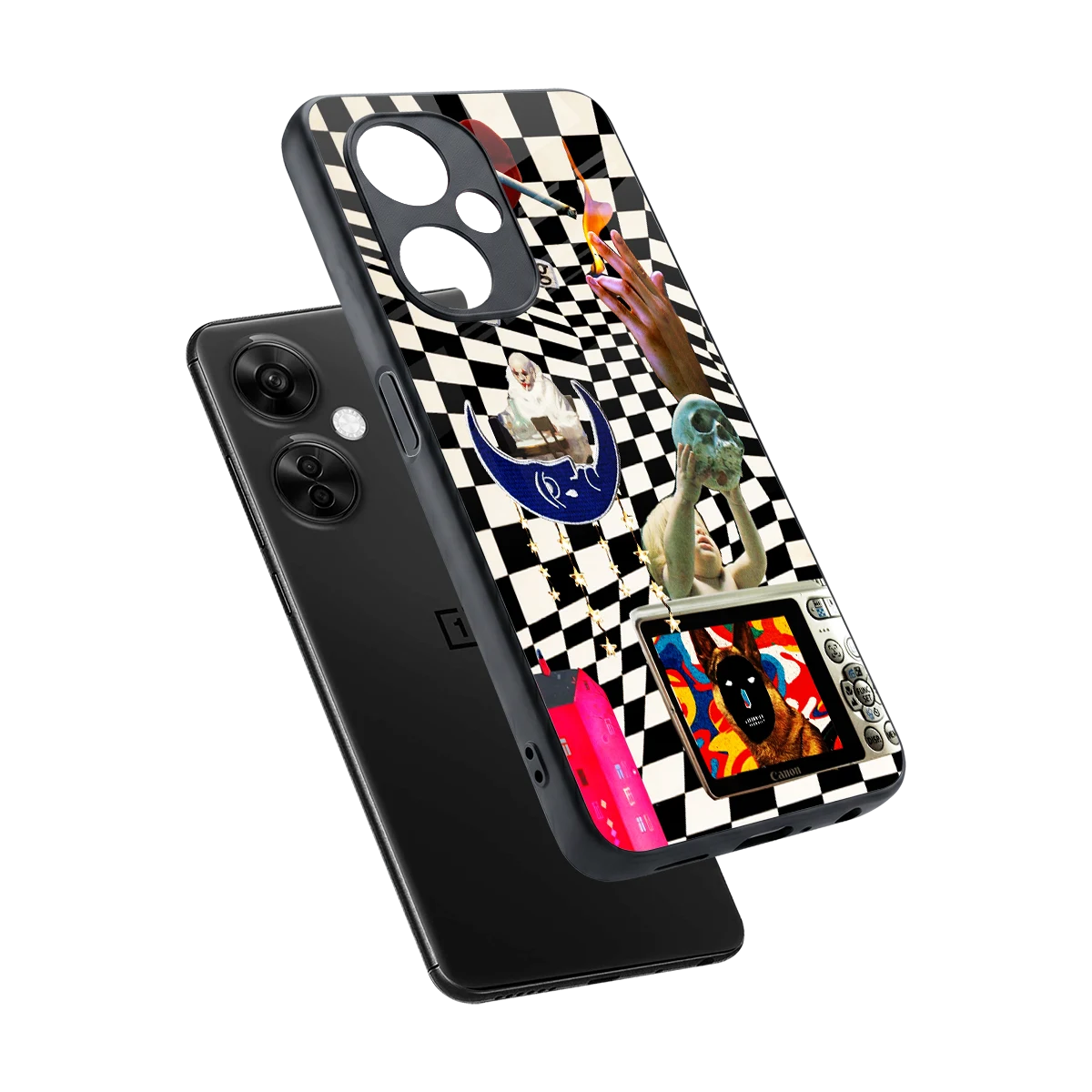 Dark Trip sleek oneplus nord ce 3 lite cover with tempered glass back and TPU edges