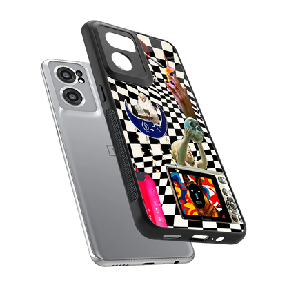 Dark Trip sleek oneplus nord ce 2 cover with tempered glass back and TPU edges