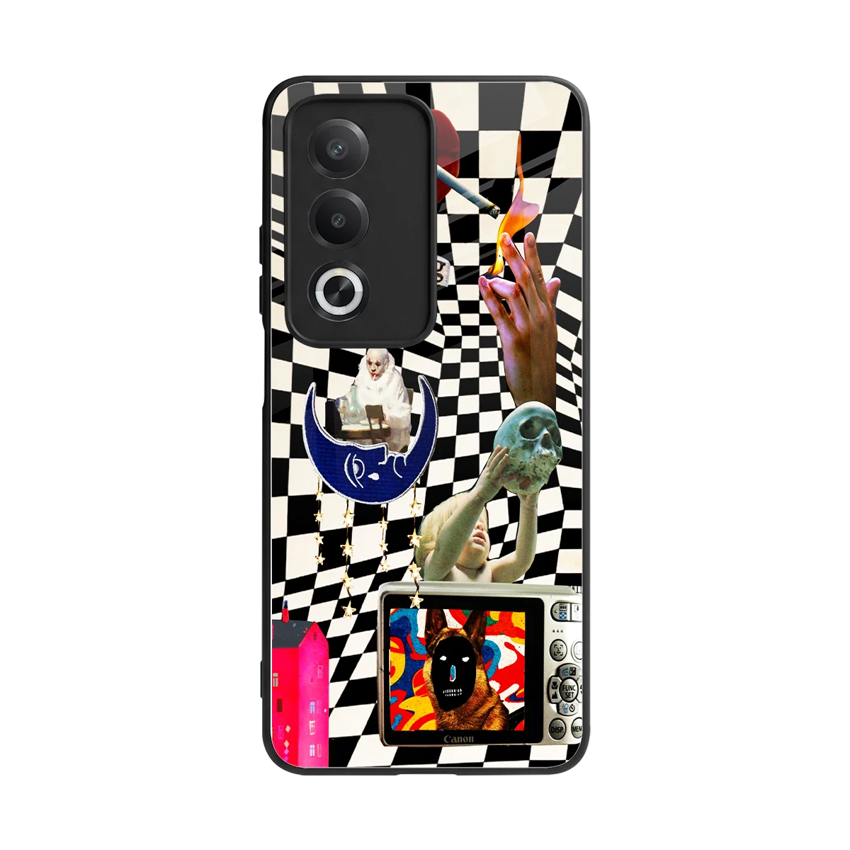 Dark Trip back phone cover | glass case for oppo a3 pro