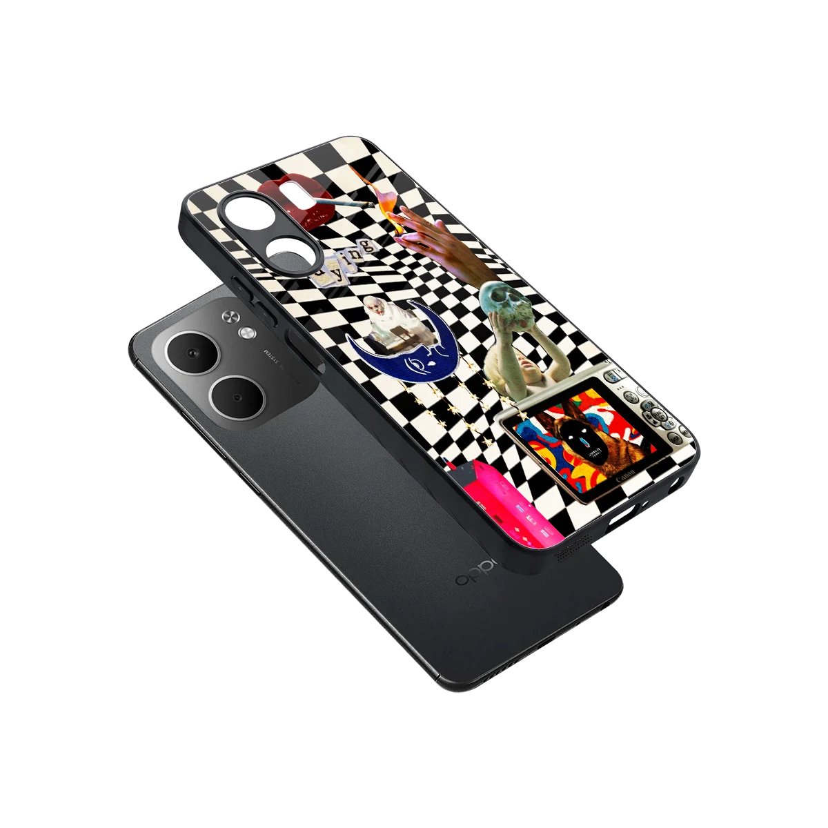 Dark Trip sleek oppo a5x 5g cover with tempered glass back and TPU edges