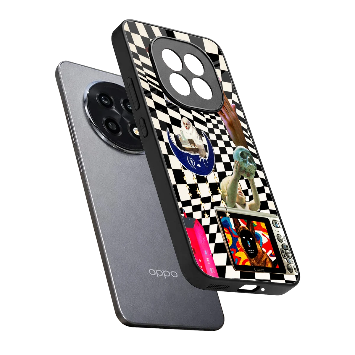 Dark Trip sleek oppo f29 pro 5g cover with tempered glass back and TPU edges