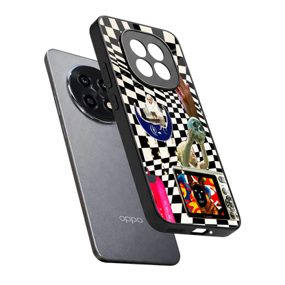 Dark Trip sleek oppo f29 pro 5g cover with tempered glass back and TPU edges