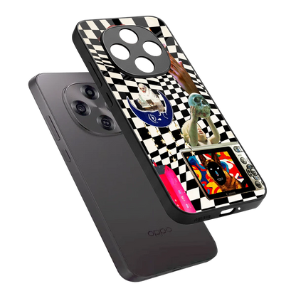 Dark Trip sleek oppo f31 pro 5g cover with tempered glass back and TPU edges