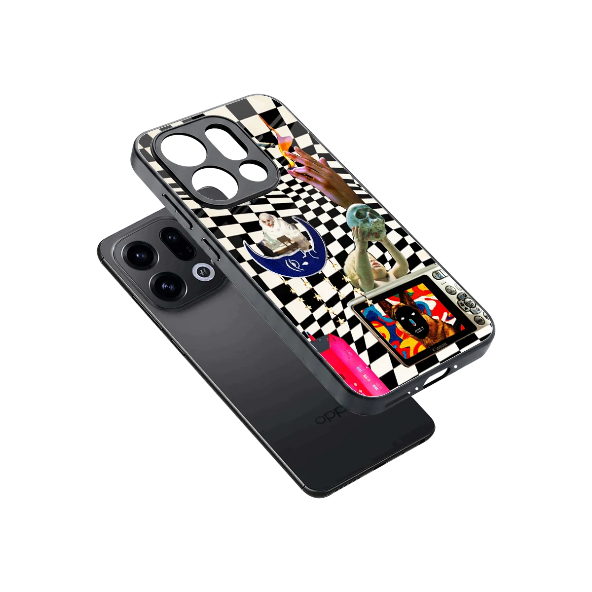 Dark Trip sleek oppo find x9 cover with tempered glass back and TPU edges
