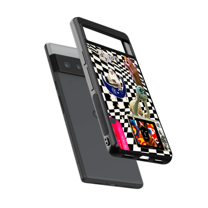 Dark Trip sleek google pixel 6 pro cover with tempered glass back and TPU edges