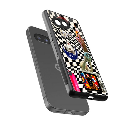 Dark Trip sleek google pixel 10a cover with tempered glass back and TPU edges