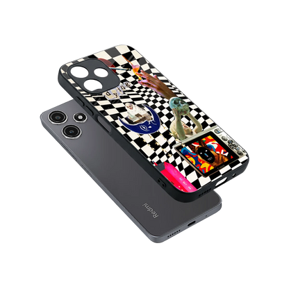Dark Trip sleek redmi 12 5g cover with tempered glass back and TPU edges