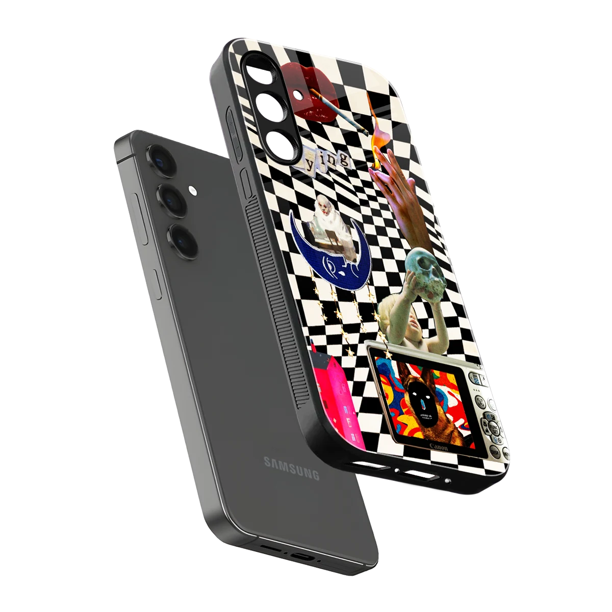 Dark Trip sleek samsung galaxy a14 5g cover with tempered glass back and TPU edges