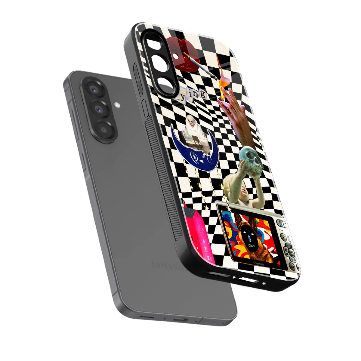 Dark Trip sleek samsung galaxy a56 5g cover with tempered glass back and TPU edges