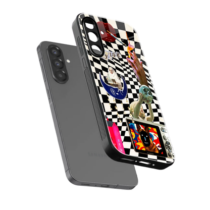 Dark Trip sleek samsung galaxy a56 5g cover with tempered glass back and TPU edges