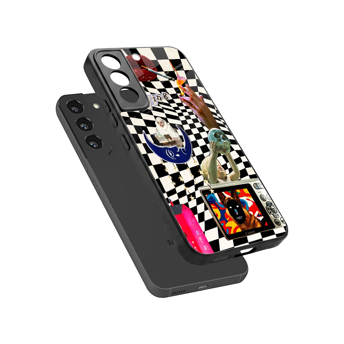 Dark Trip sleek samsung galaxy s22 cover with tempered glass back and TPU edges