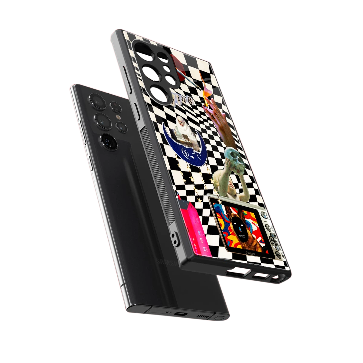 Dark Trip sleek samsung galaxy s23 ultra cover with tempered glass back and TPU edges