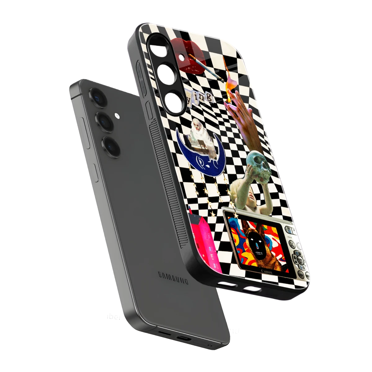 Dark Trip sleek samsung galaxy s24 cover with tempered glass back and TPU edges