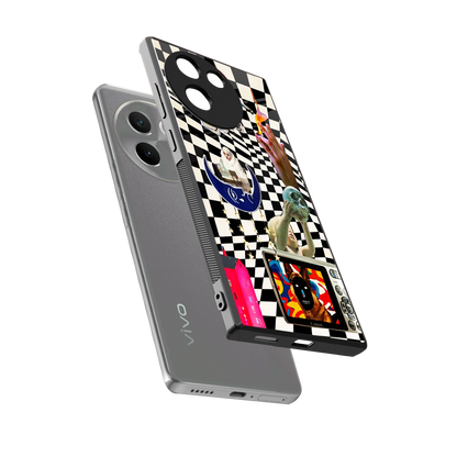 Dark Trip sleek vivo v30e cover with tempered glass back and TPU edges