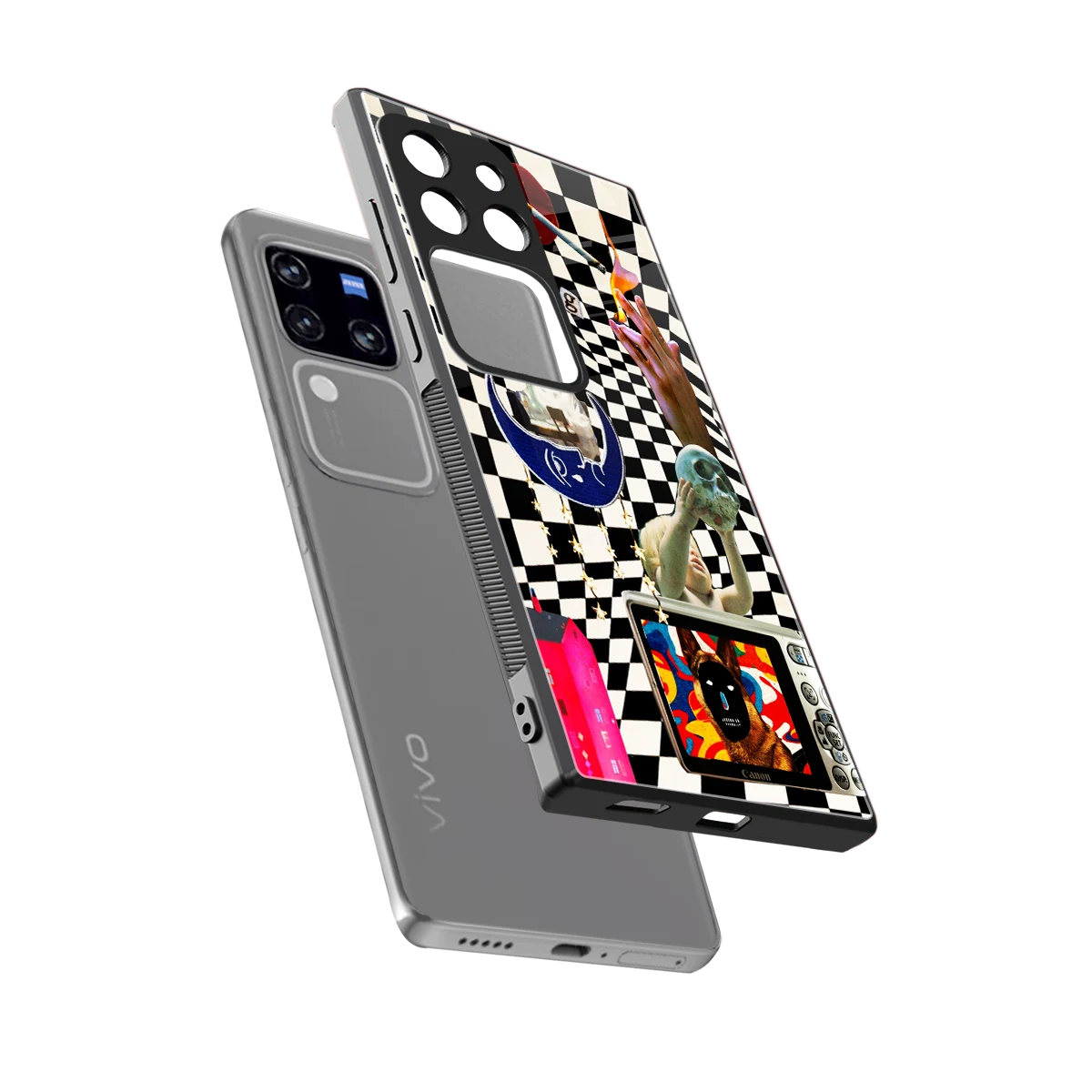 Dark Trip sleekvivo v30 pro cover with tempered glass back and TPU edges