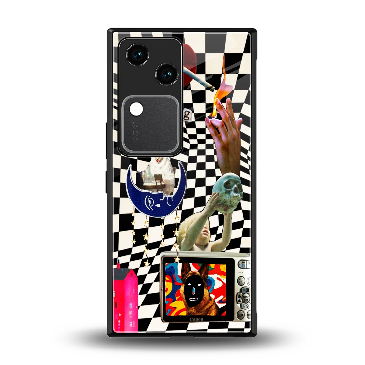 Dark Trip back phone cover | glass case for vivo v30