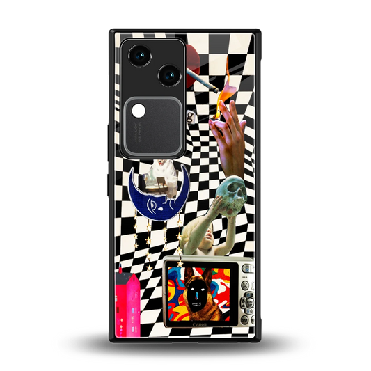 Dark Trip back phone cover | glass case for vivo v30