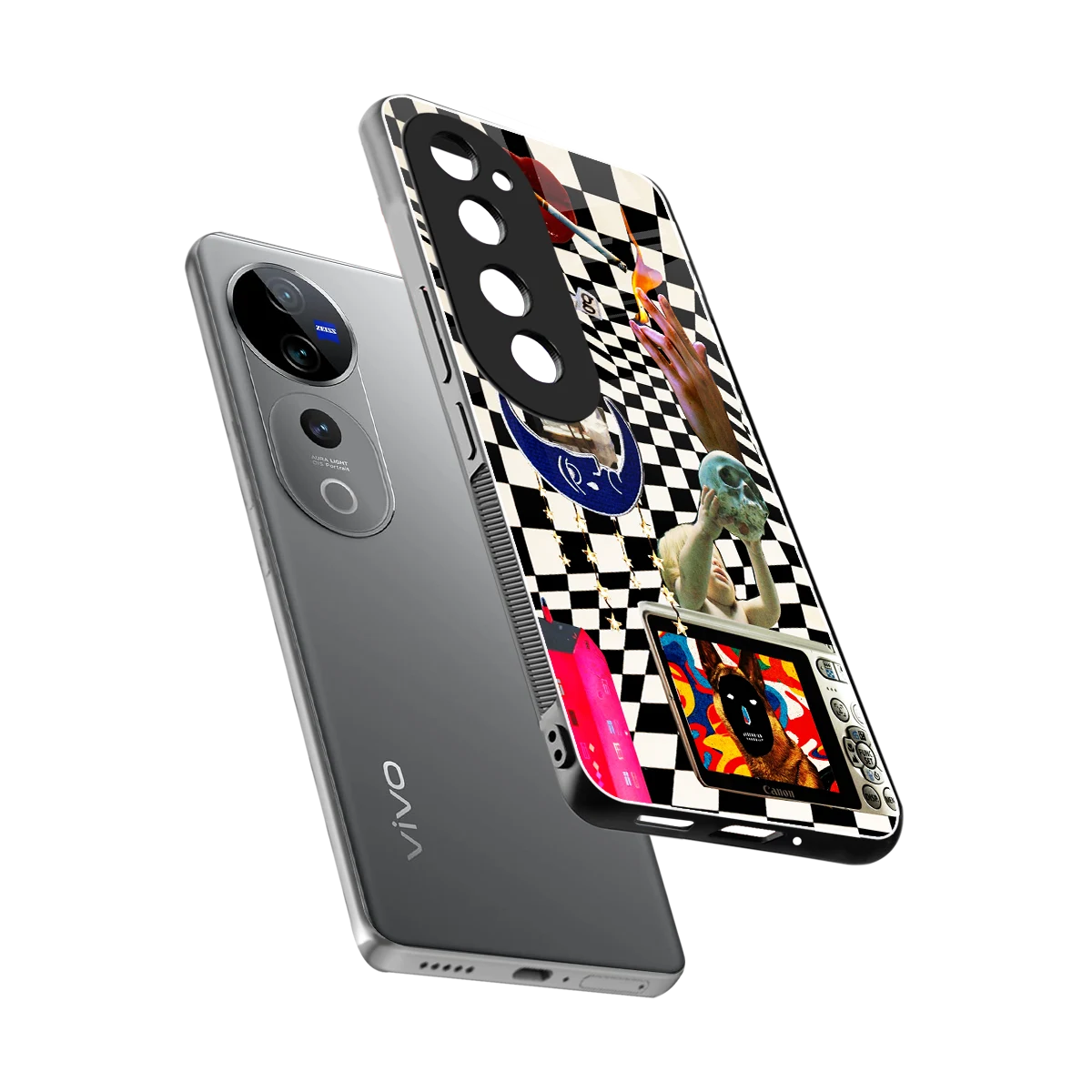 Dark Trip sleek vivo v40 pro cover with tempered glass back and TPU edges