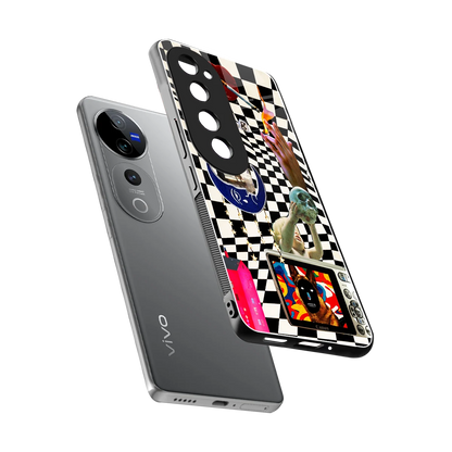 Dark Trip sleek vivo v40 pro cover with tempered glass back and TPU edges