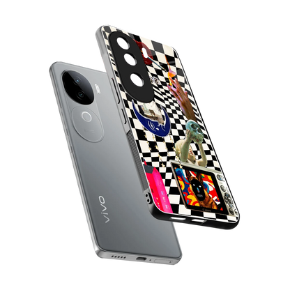 Dark Trip sleek vivo v40e cover with tempered glass back and TPU edges