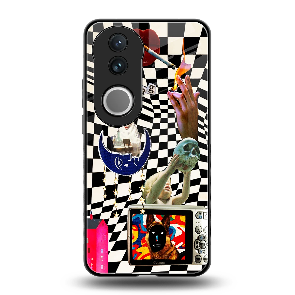 Dark Trip back phone cover | glass case for vivo v50
