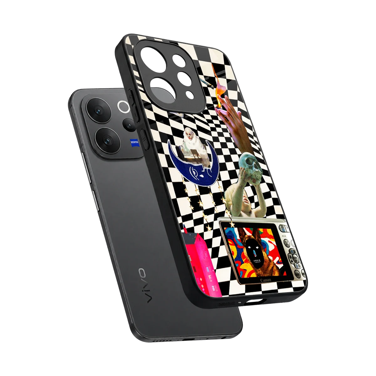 Dark Trip sleek vivo v70 elite cover with tempered glass back and TPU edges