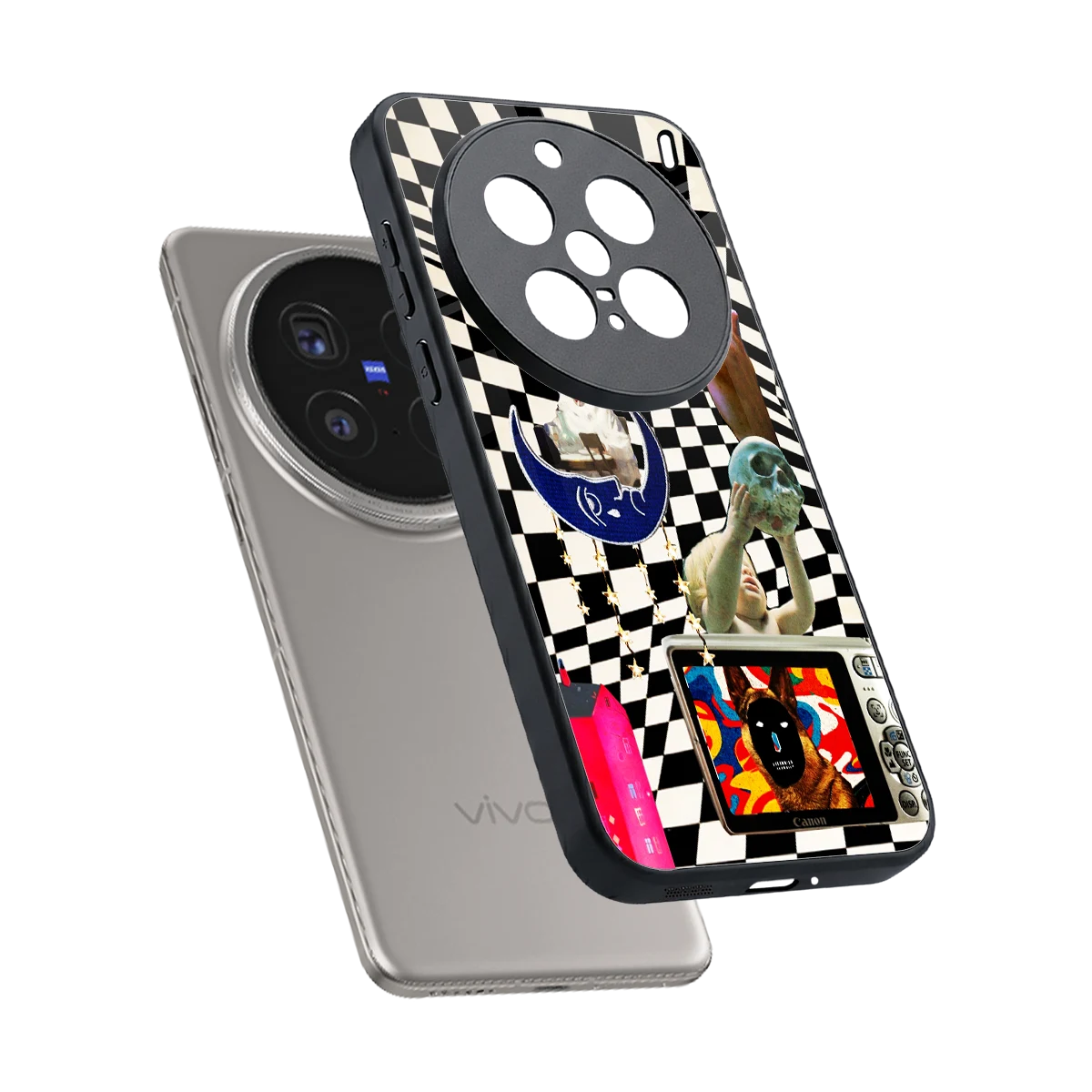 Dark Trip sleek vivo x200 pro cover with tempered glass back and TPU edges
