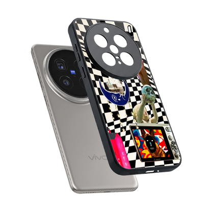 Dark Trip sleek vivo x200 pro cover with tempered glass back and TPU edges