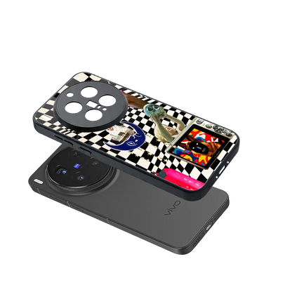 Dark Trip sleek vivo x300 pro cover with tempered glass back and TPU edges