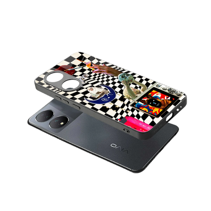 Dark Trip sleek Vivo-y100 cover with tempered glass back and TPU edges