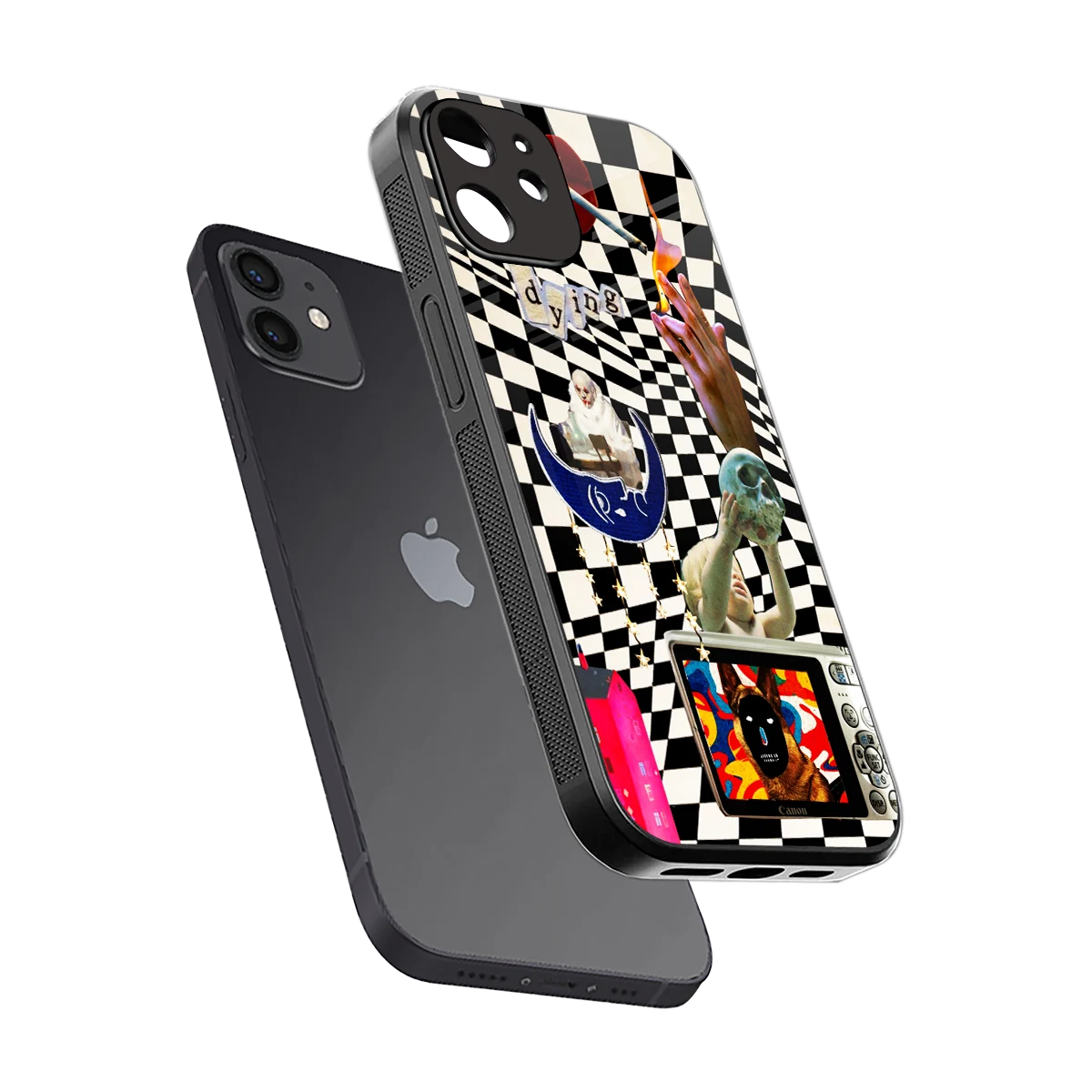 Dark Trip sleek iphone 12 cover with tempered glass back and TPU edges