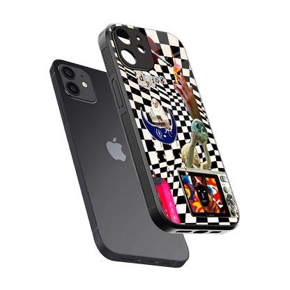 Dark Trip sleek iphone 12 cover with tempered glass back and TPU edges