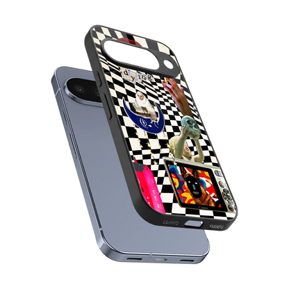 Dark Trip sleek google pixel 10 cover with tempered glass back and TPU edges