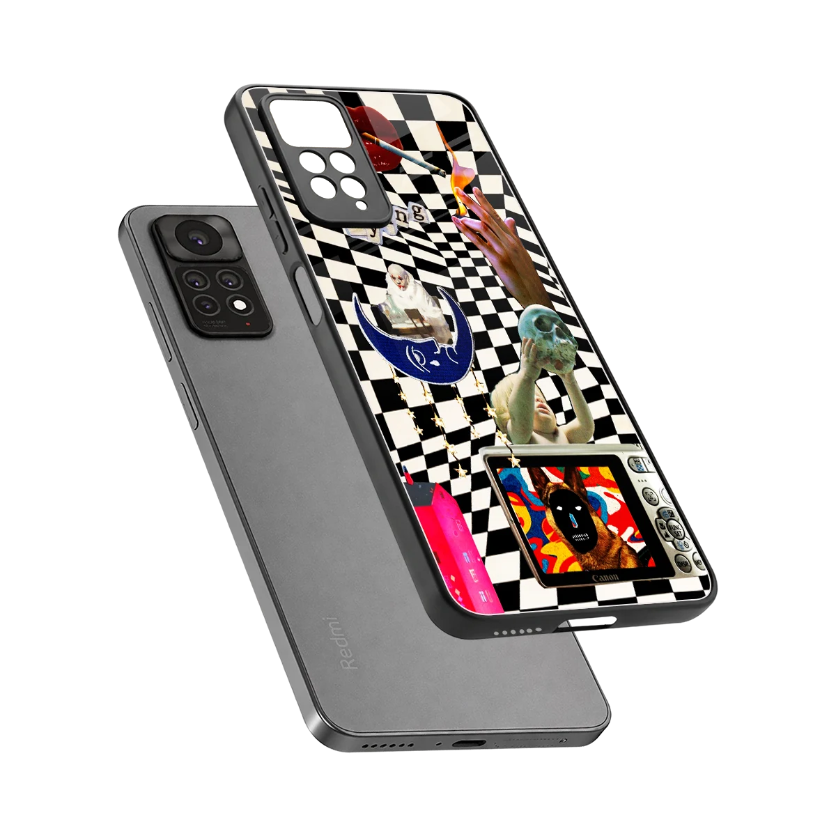 Dark Trip sleek redmi note 11 pro cover with tempered glass back and TPU edges