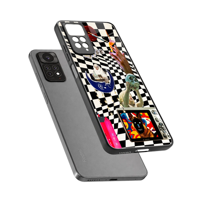 Dark Trip sleek redmi note 11 pro cover with tempered glass back and TPU edges