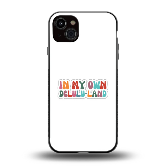 Delulu Land back phone cover | glass case for iphone 14 plus